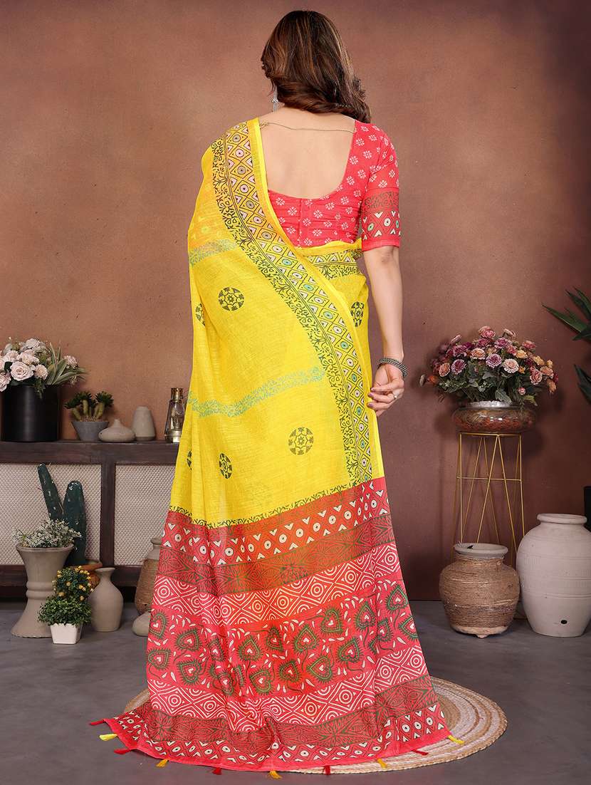 women printed casual wear saree with blouse - 22432887 -  Standard Image - 3