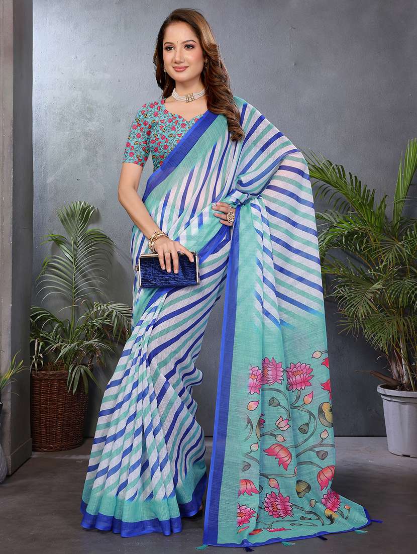 women printed casual wear saree with blouse