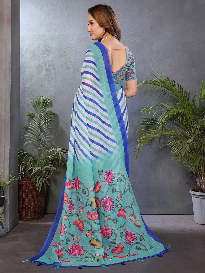 women printed casual wear saree with blouse - 22432889 -  Standard Image - 3