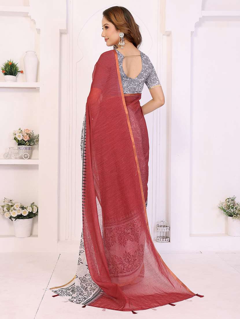 women printed casual wear saree with blouse - 22432893 -  Standard Image - 3