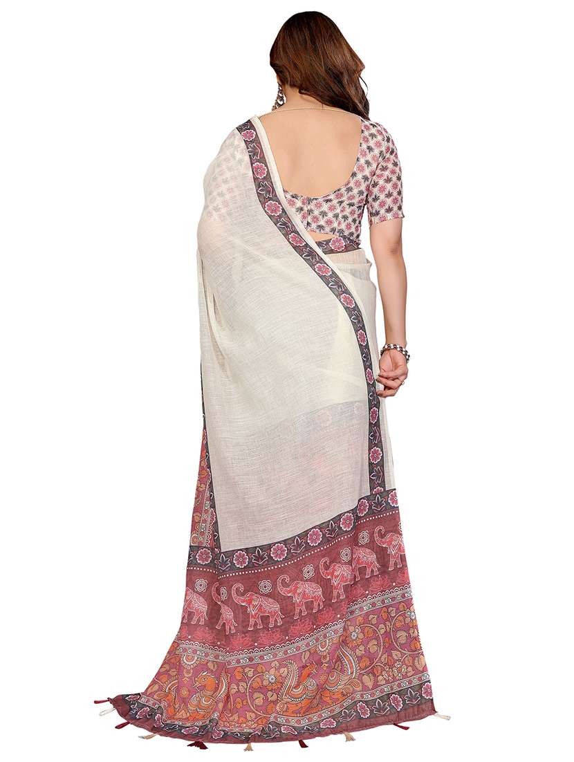 women printed casual wear saree with blouse - 22432907 -  Standard Image - 3
