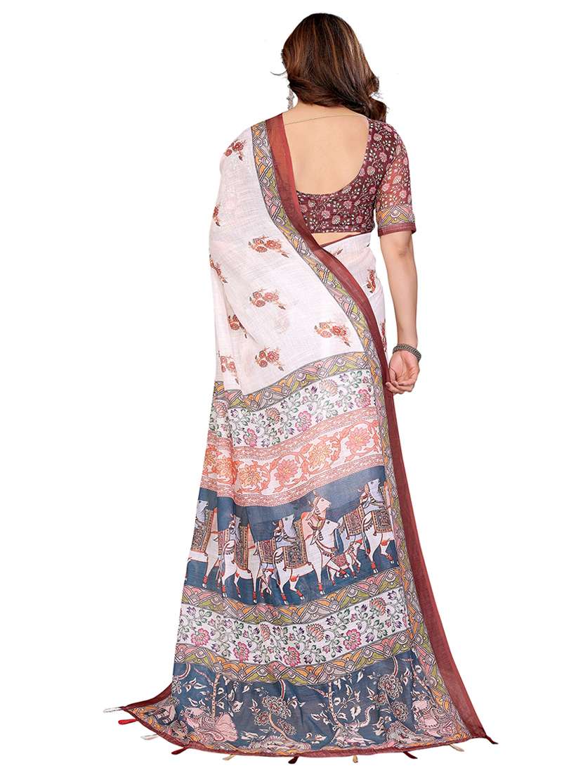 women printed casual wear saree with blouse - 22432909 -  Standard Image - 3