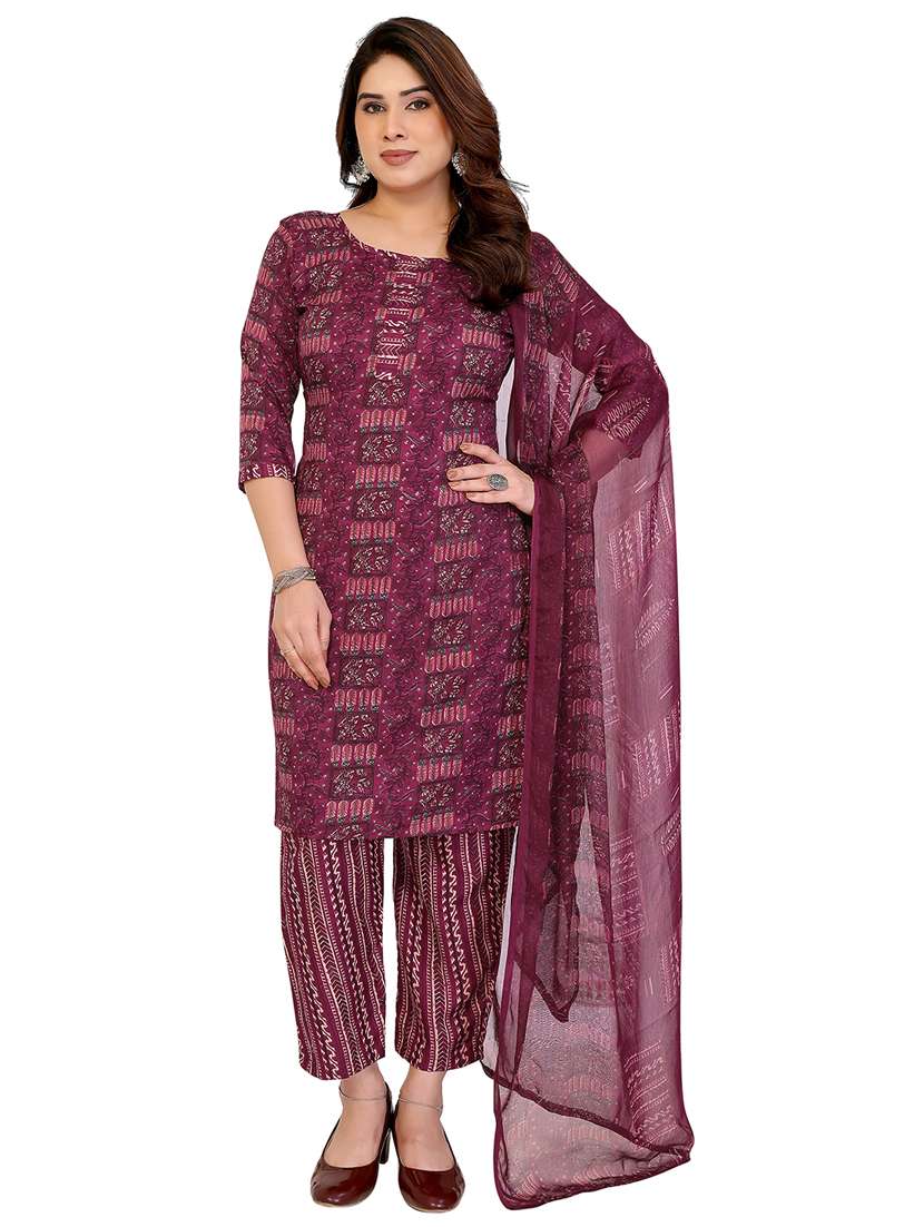 women printed unstitched suit set