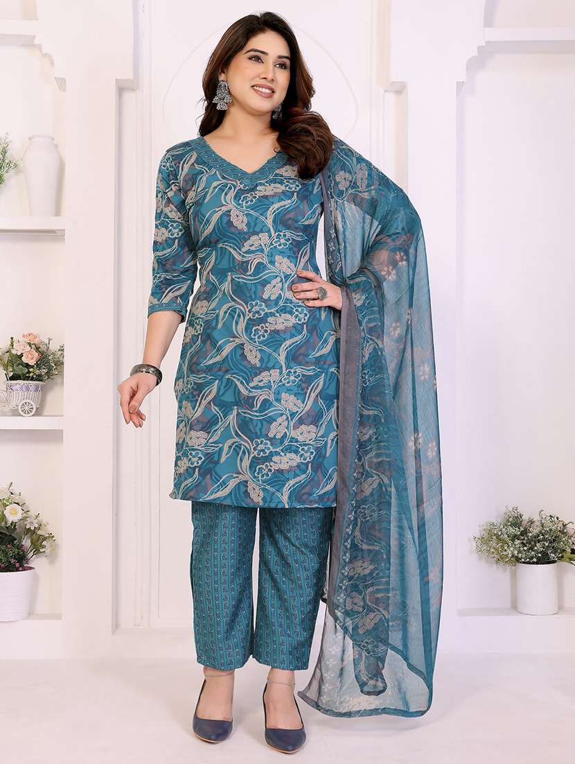 women printed unstitched suit set