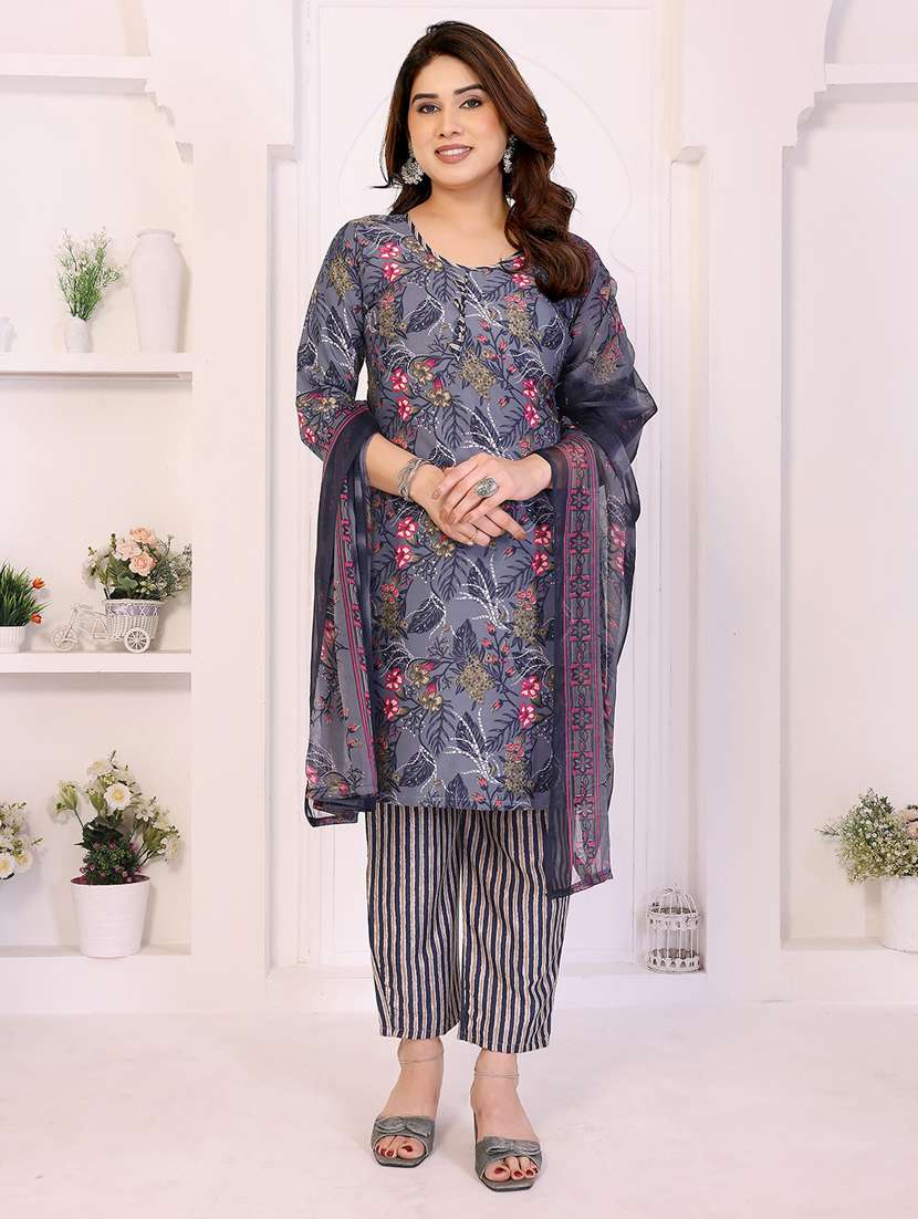 women printed unstitched suit set