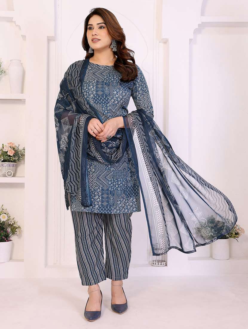 women printed unstitched suit set