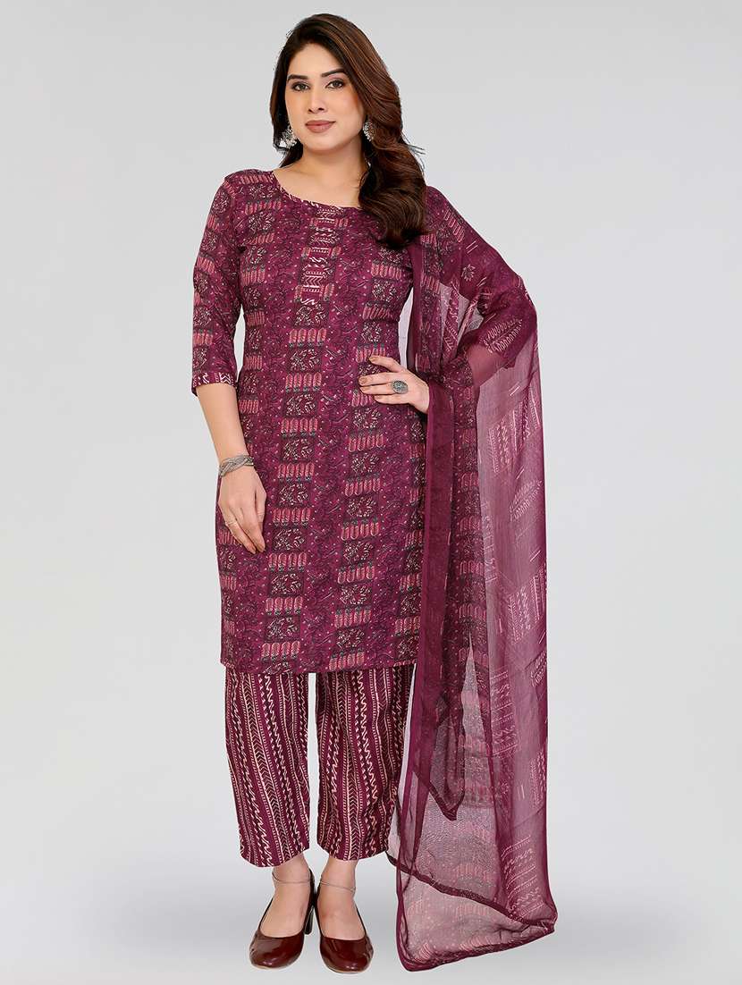 women printed unstitched suit set