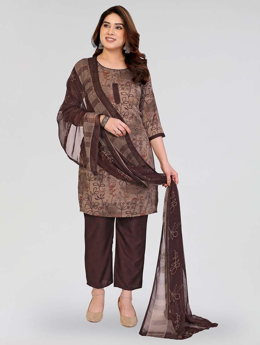 women printed unstitched suit set