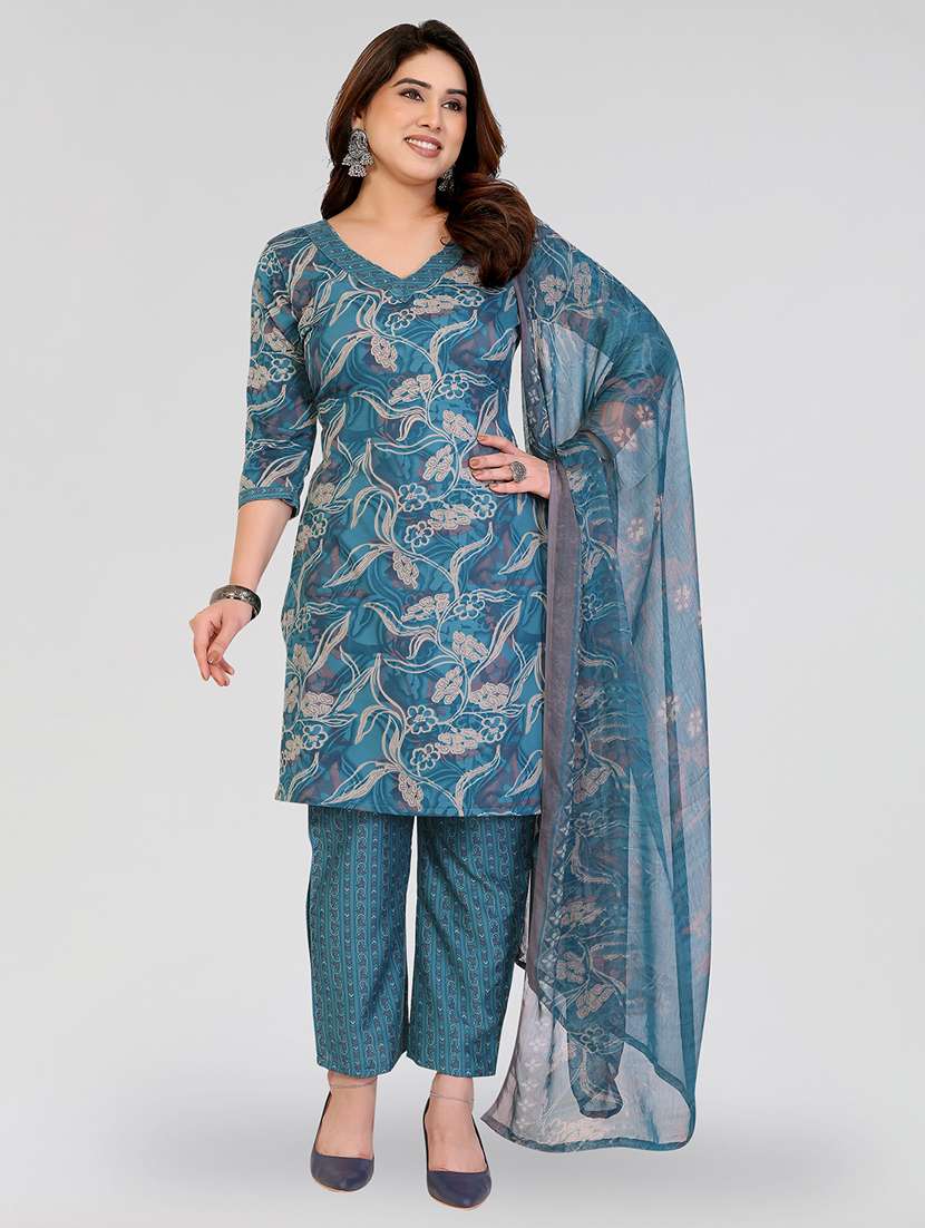 women printed unstitched suit set