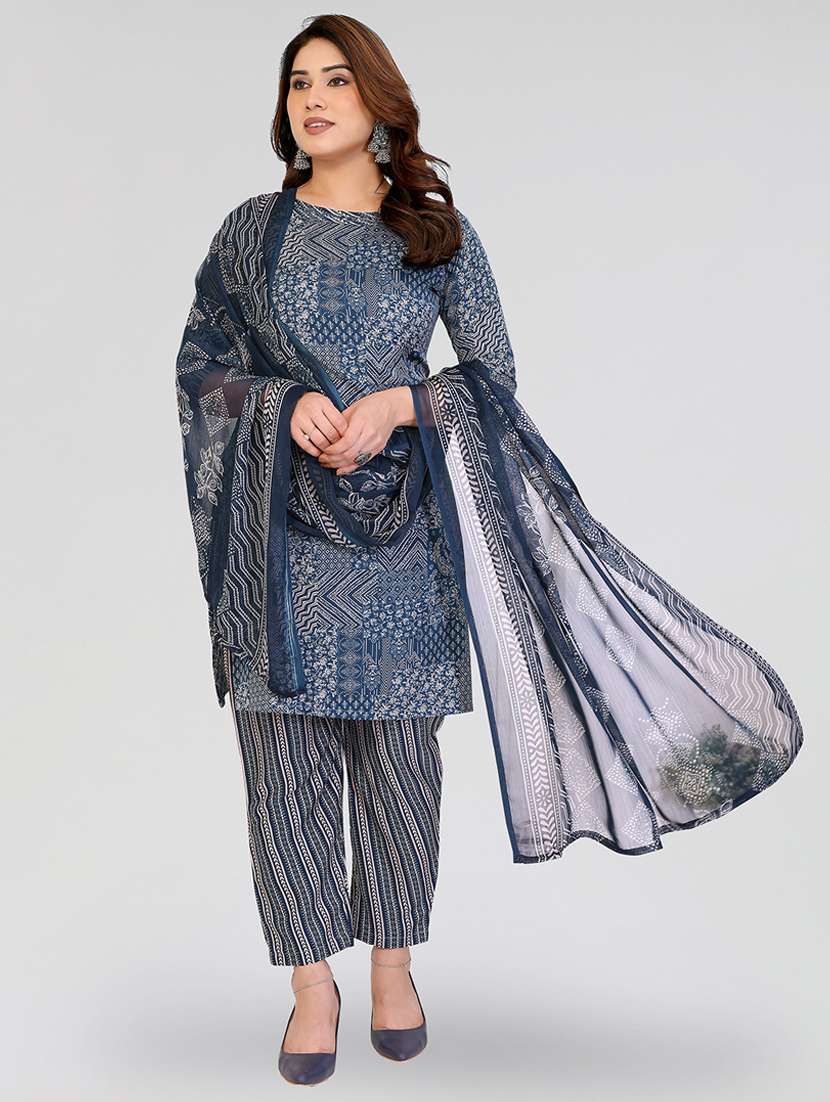 women printed unstitched suit set