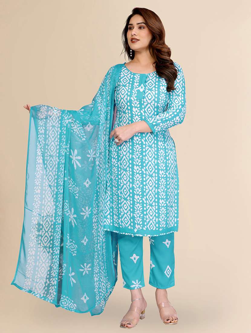 women printed unstitched suit set