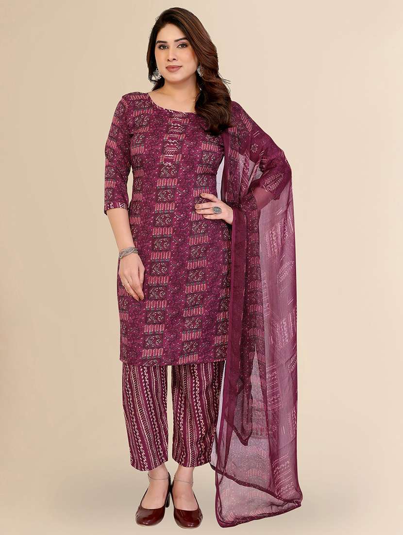 women printed unstitched suit set