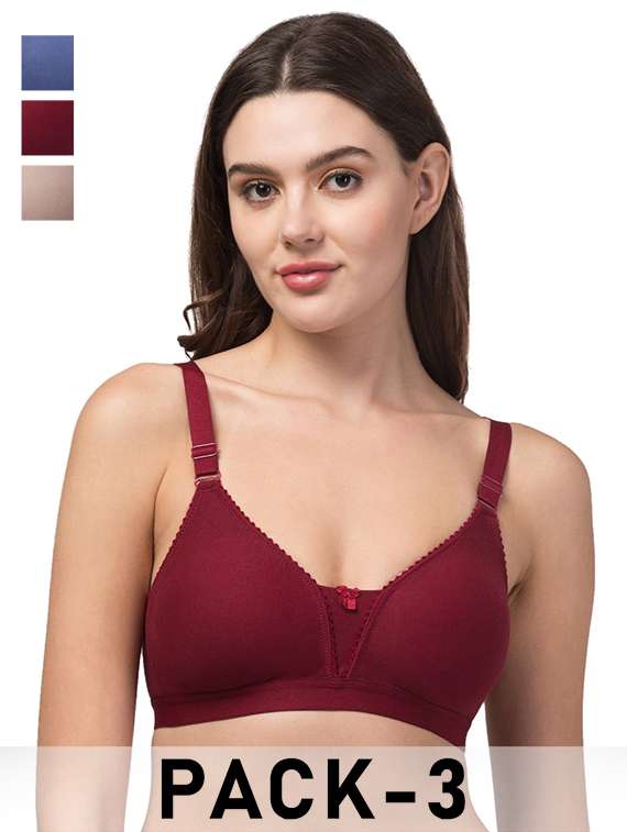 women pack of 3 solid non padded bra