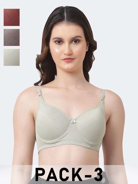 women pack of 3 solid non wired bra