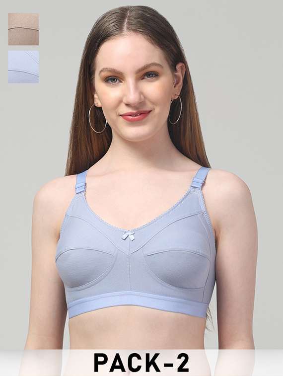 women pack of 3 solid non wired bra
