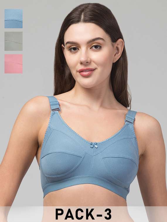 women pack of 3 solid non wired bra