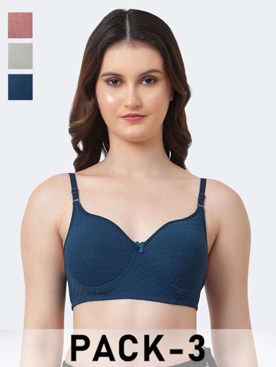 women pack of 3 solid non wired bra