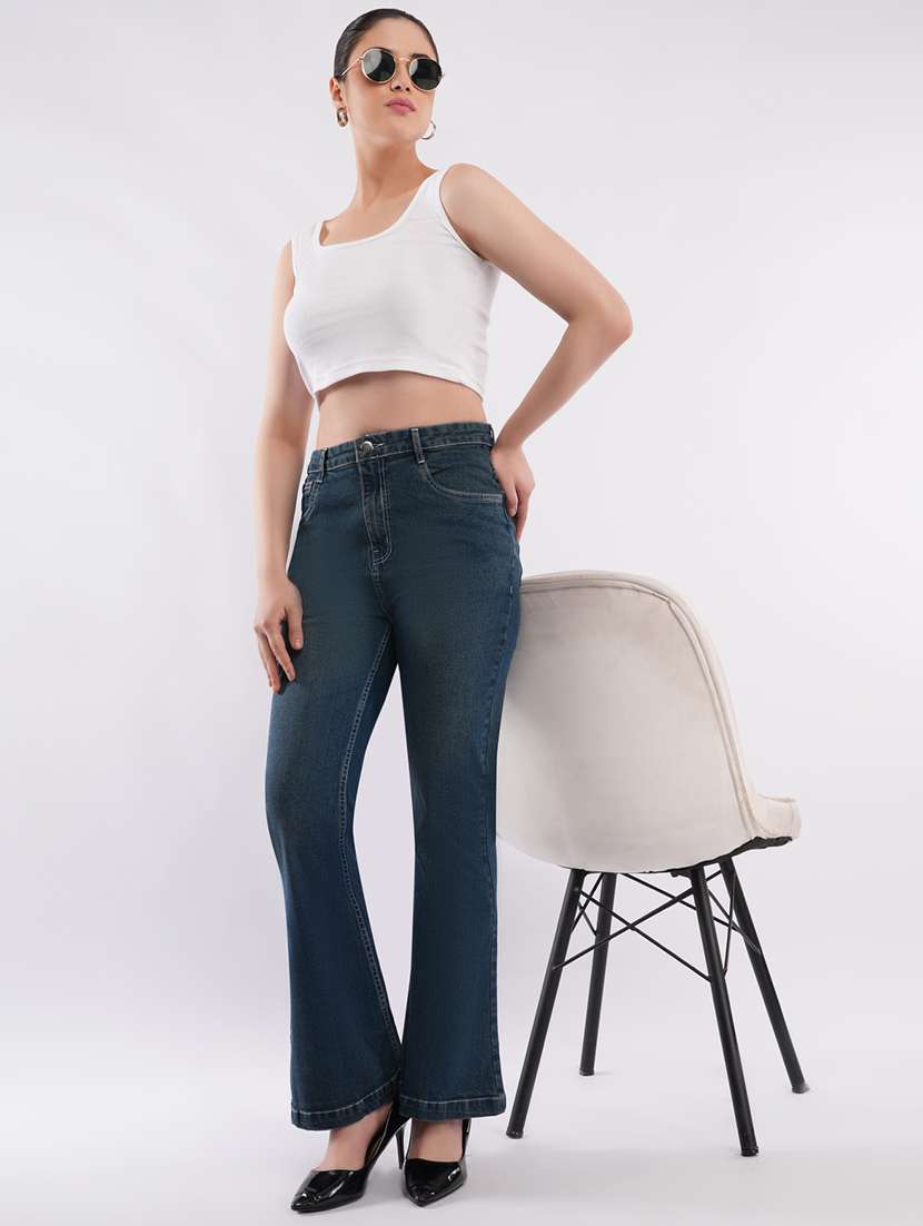 women solid high rise bootcut jean - 22433106 -  Standard Image - 5