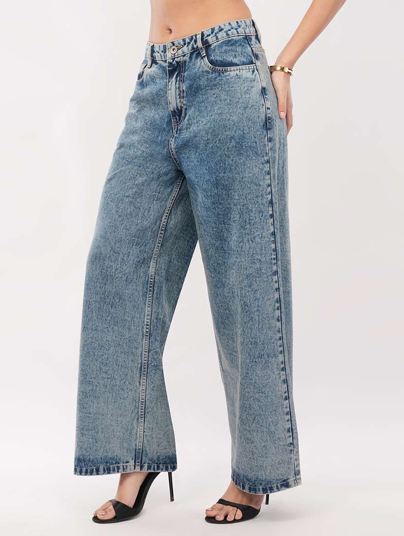 women solid high rise wide leg jean - 22433108 -  Standard Image - 3