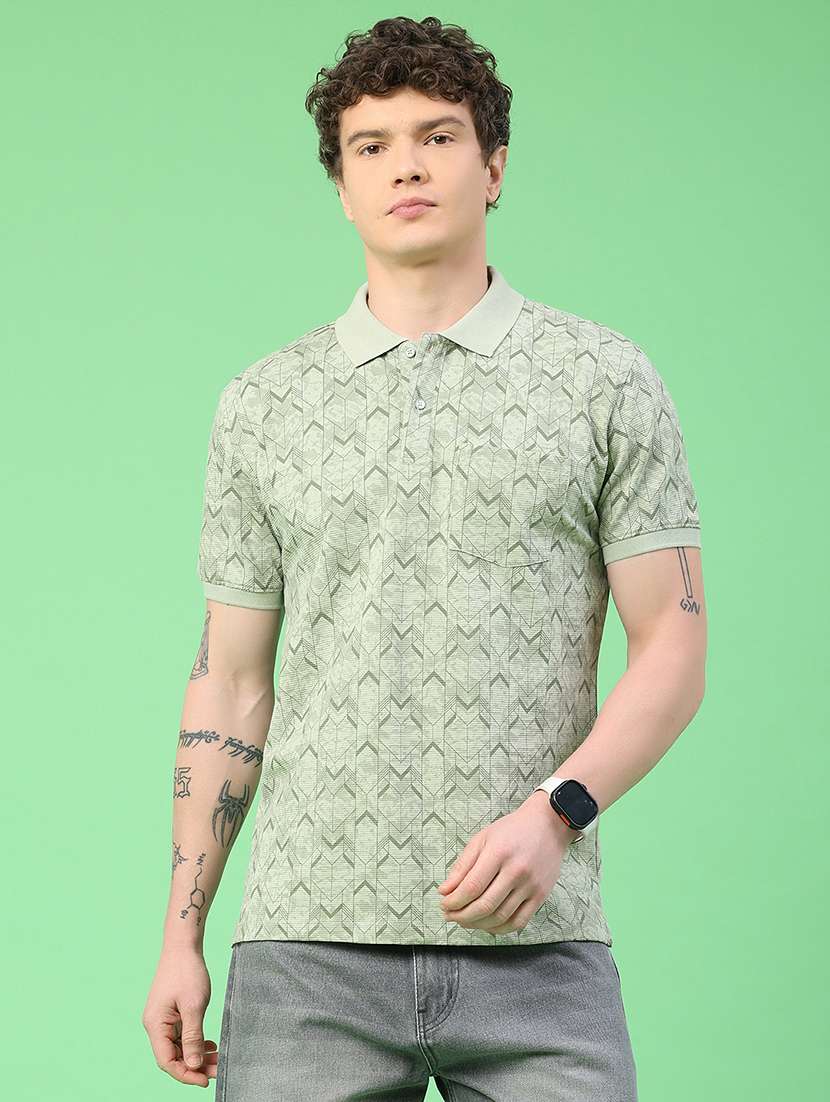 men printed short sleeve regular fit polo t-shirt