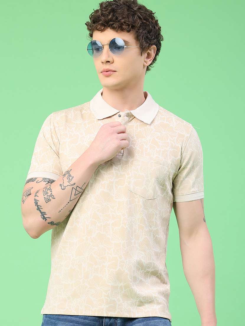 men printed short sleeve regular fit polo t-shirt