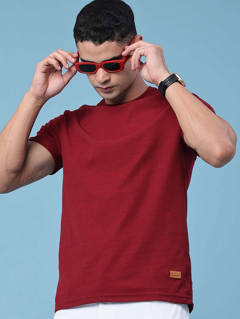 men self design short sleeve slim fit t-shirt