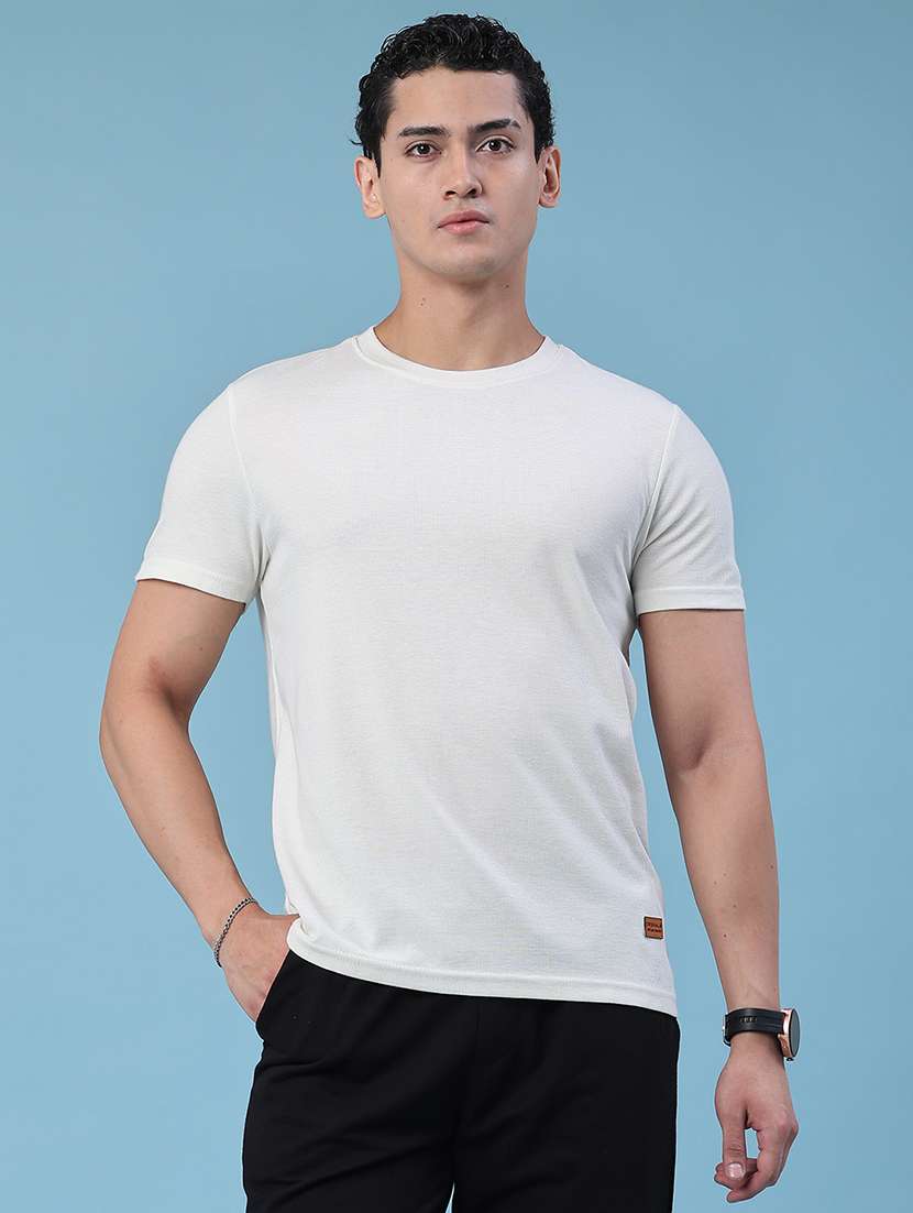 men solid round neck slim fit t-shirt