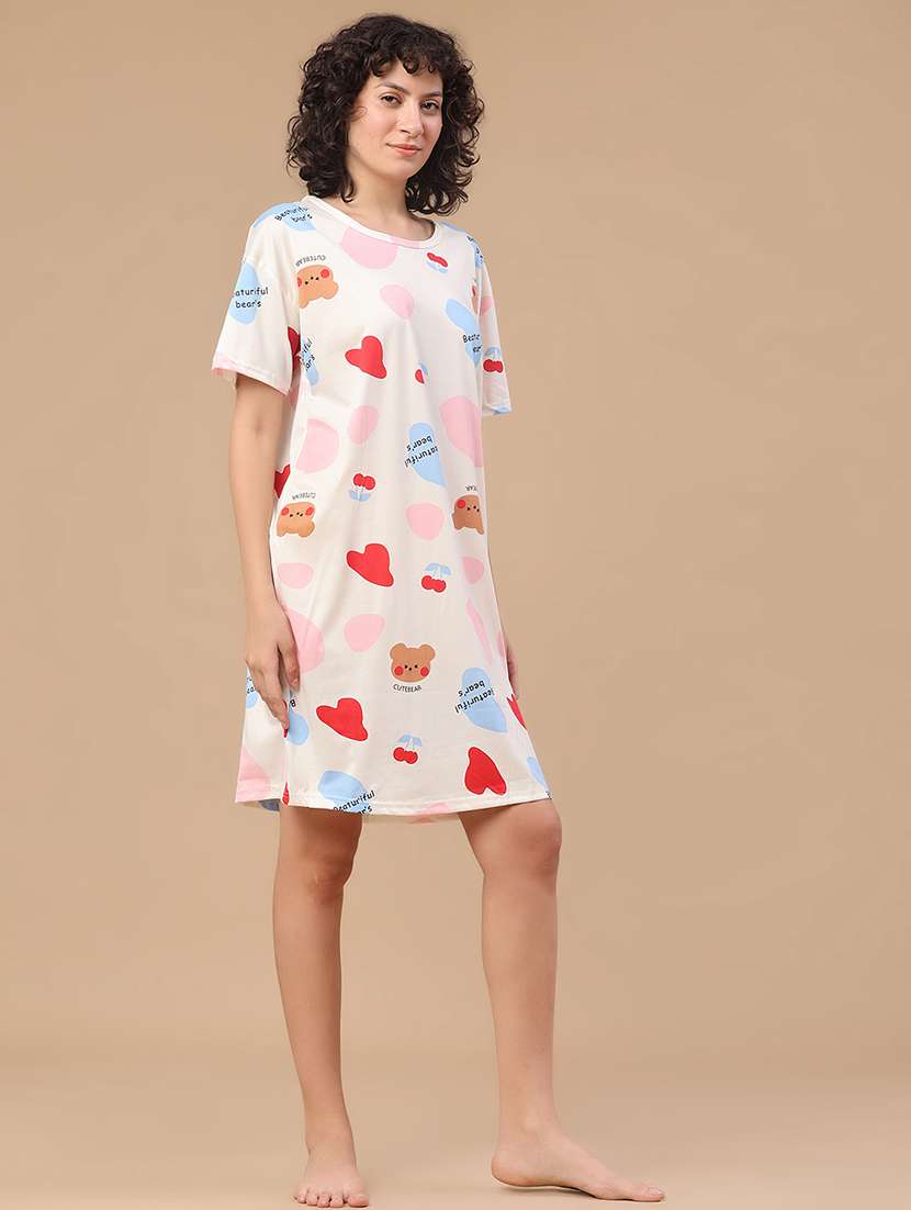 off white polyester nighty sleepshirts & - 22433375 -  Standard Image - 3