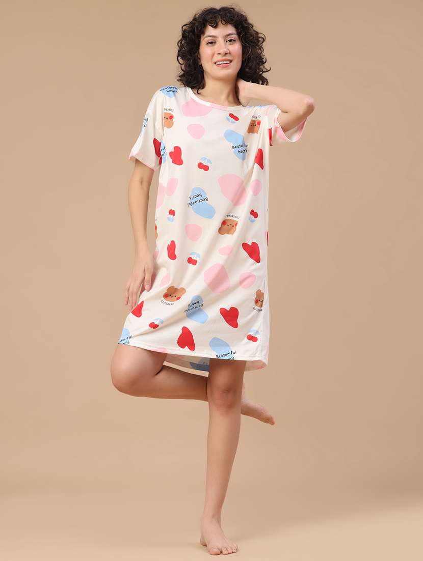 off white polyester nighty sleepshirts & - 22433375 -  Standard Image - 5
