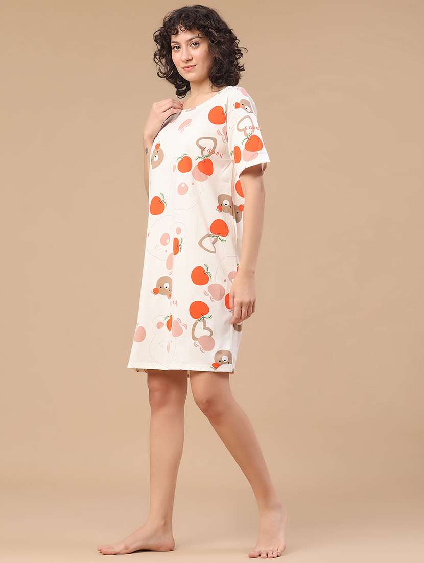 off white polyester nighty sleepshirts & - 22433376 -  Standard Image - 3