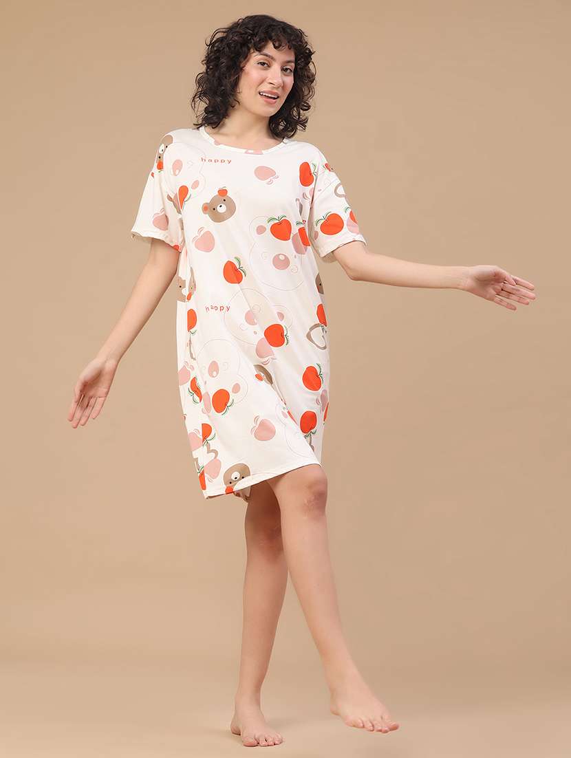 off white polyester nighty sleepshirts & - 22433376 -  Standard Image - 5
