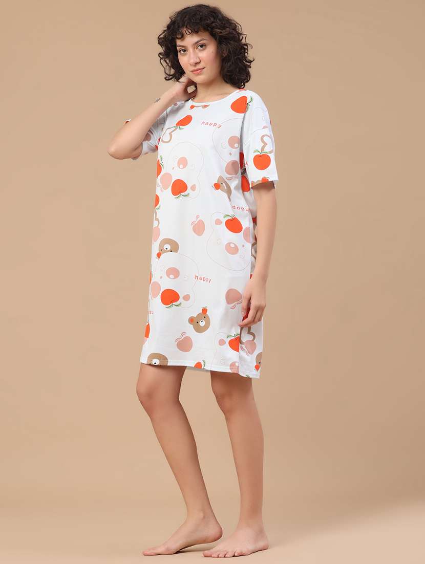white polyester nighty sleepshirts & - 22433378 -  Standard Image - 3