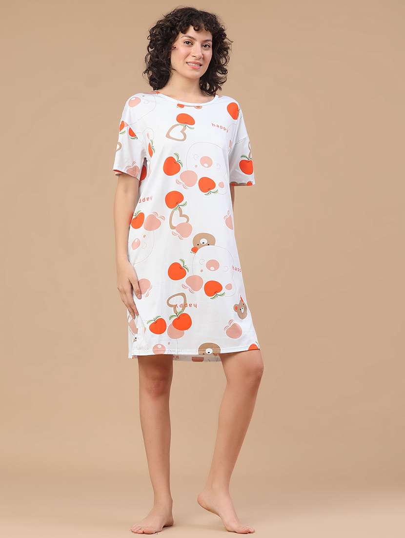 white polyester nighty sleepshirts & - 22433378 -  Standard Image - 5