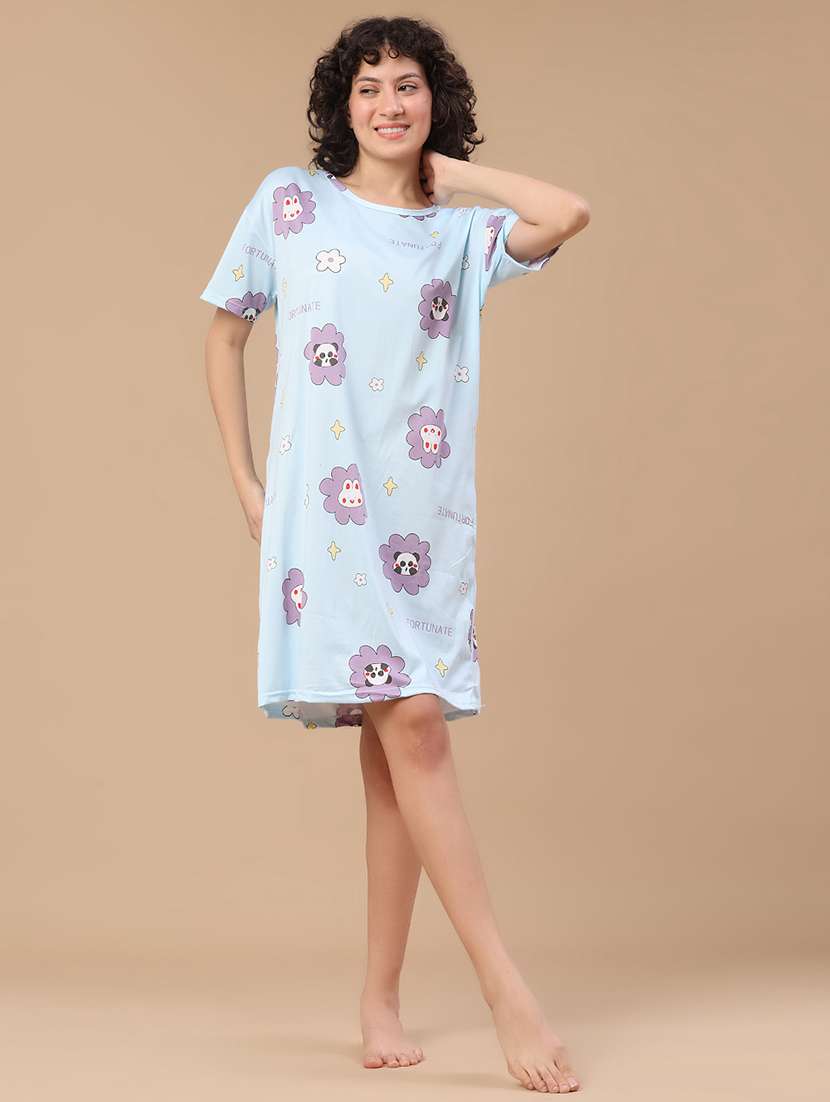 light blue polyester nighty sleepshirts &