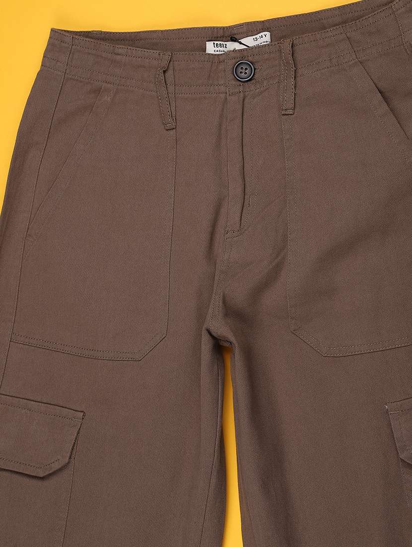 girls solid mid rise cargo pant - 22433390 -  Standard Image - 3