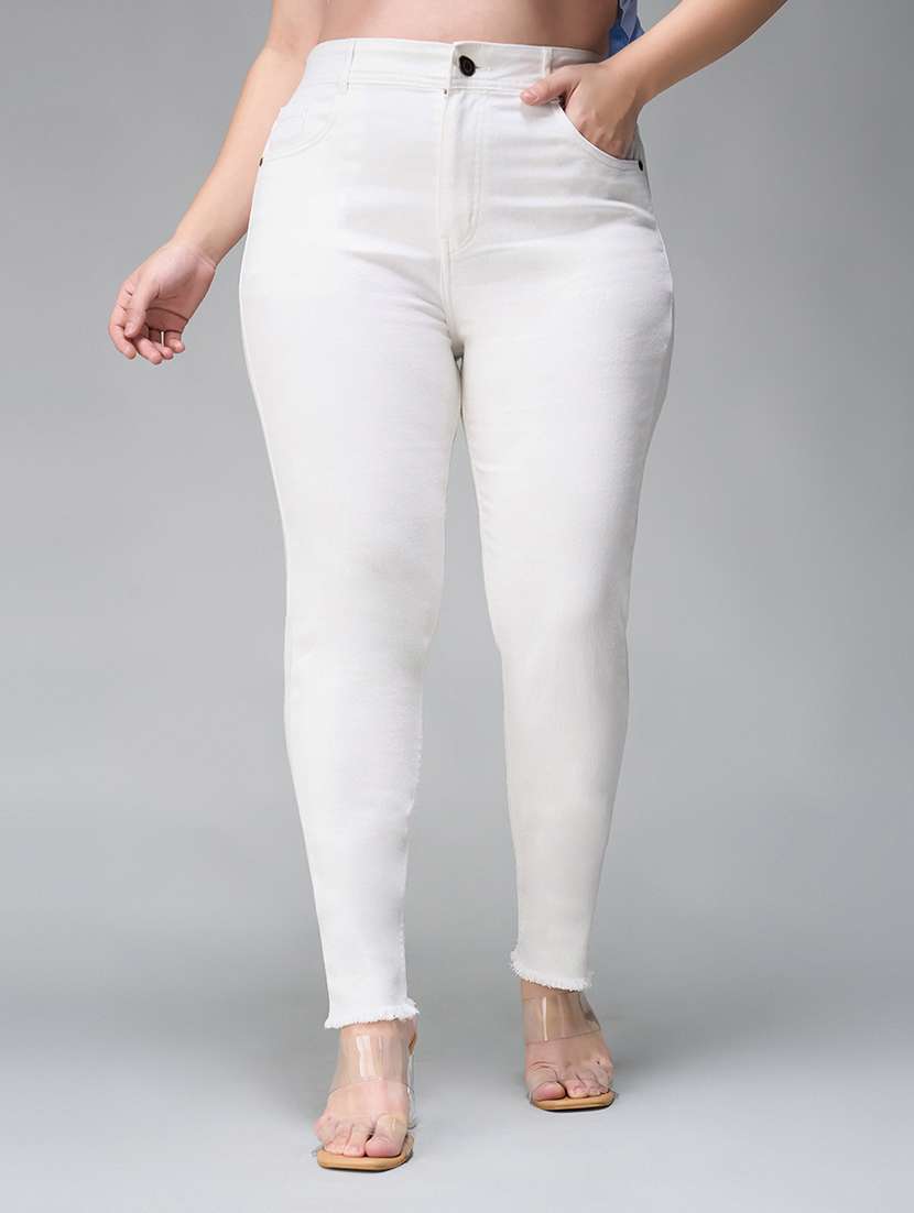 women solid high rise skinny jeans