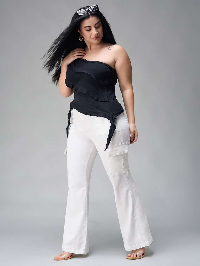 women solid high rise cargo - 22433411 -  Standard Image - 3