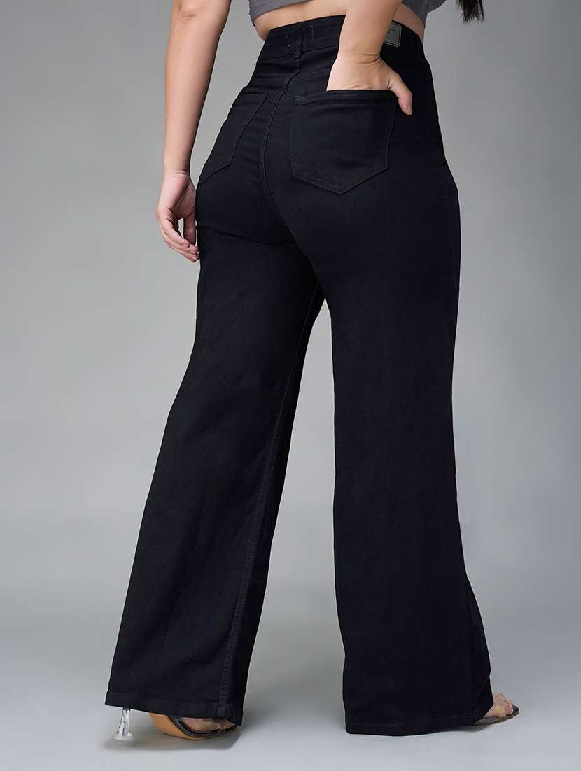 women solid high rise bootcut jeans - 22433416 -  Standard Image - 3