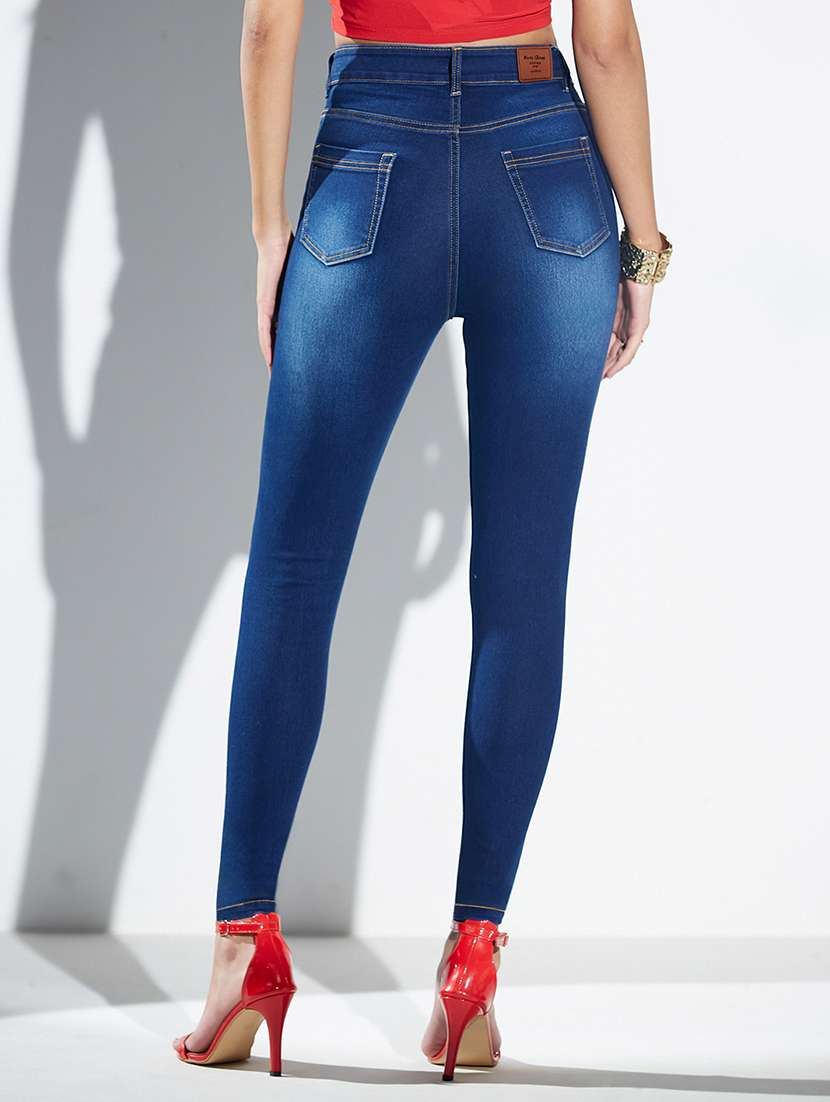 women solid high rise skinny jeans - 22433434 -  Standard Image - 3