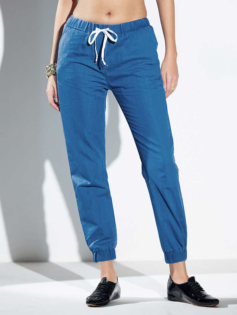 blue denim joggers