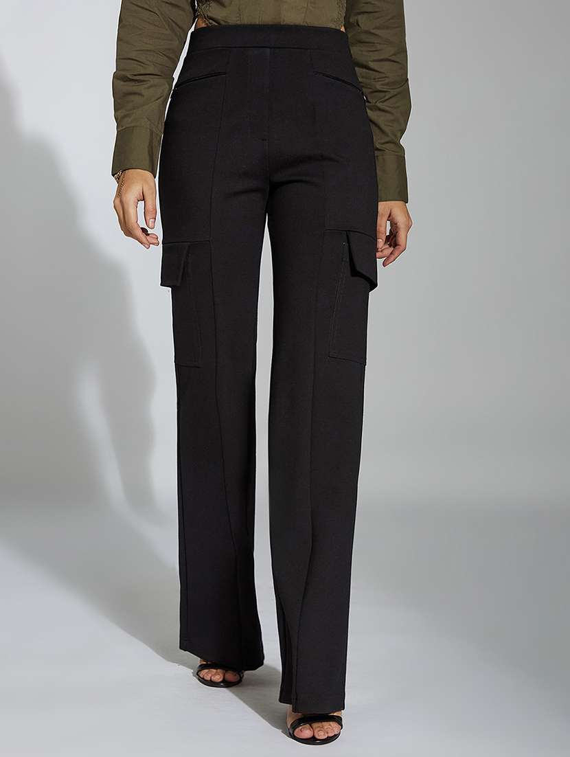 women solid high rise cargo