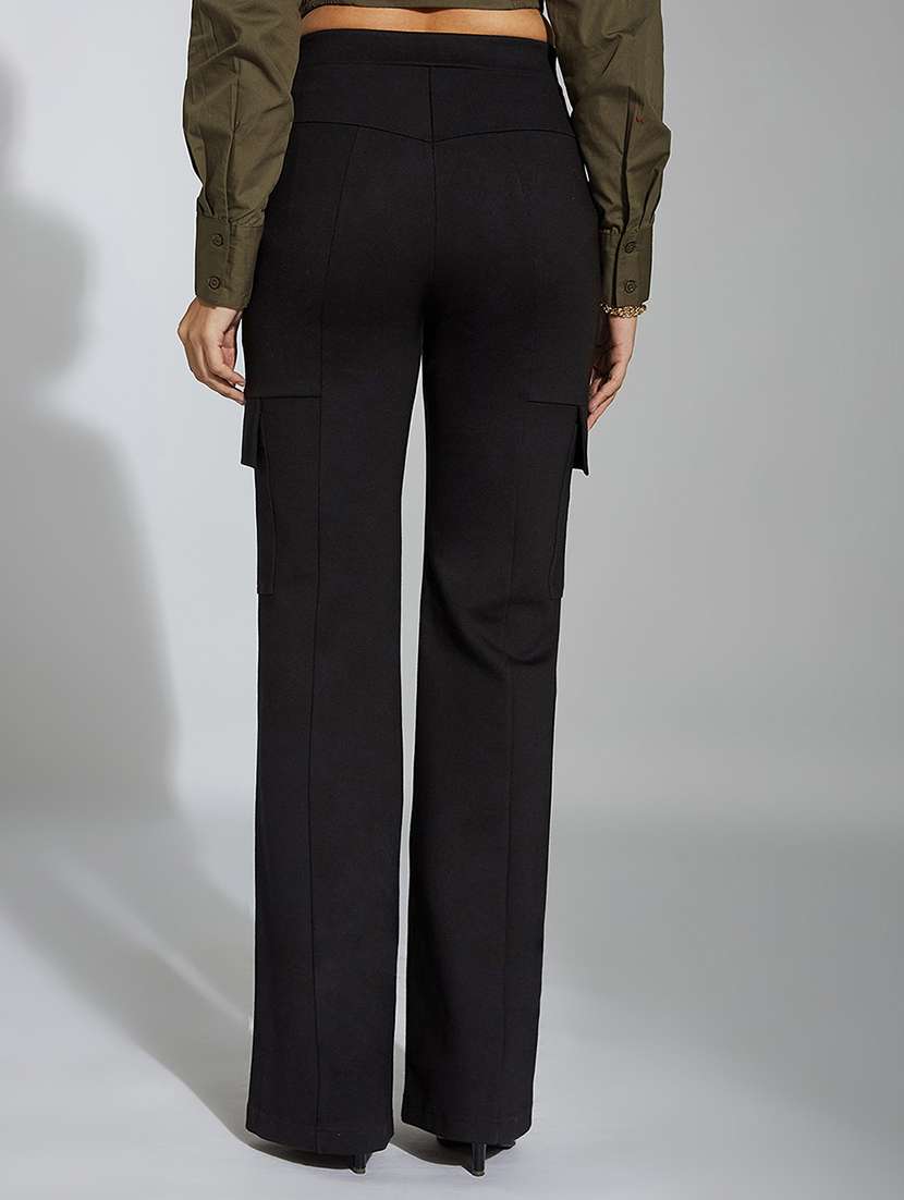 women solid high rise cargo - 22433446 -  Standard Image - 3