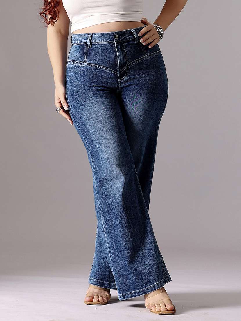 women solid high rise wide leg jeans - 22433454 -  Standard Image - 3