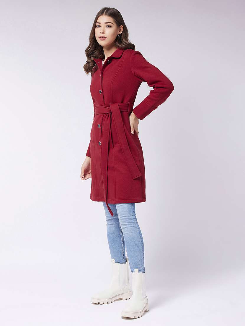 women solid long sleeve trench coat - 22433467 -  Standard Image - 3