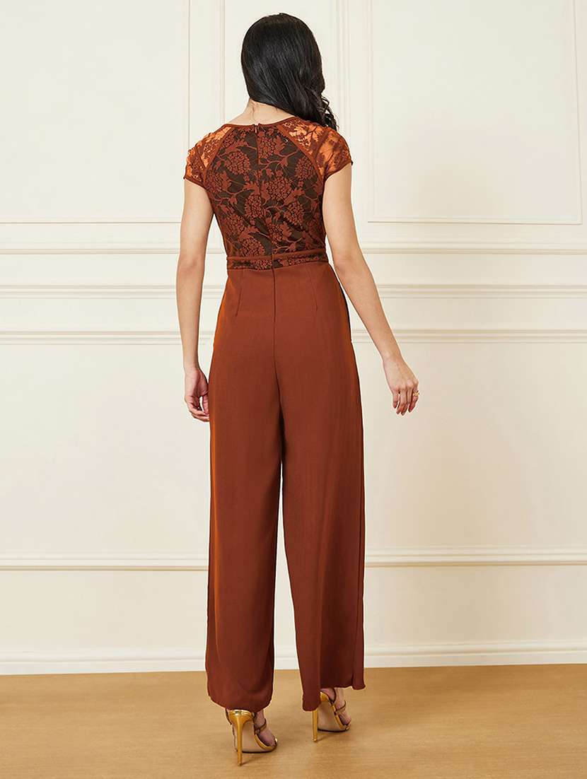 Women Self Designed Short Sleeve Lace Umpsuit - 22433485 -  Standard Image - 3