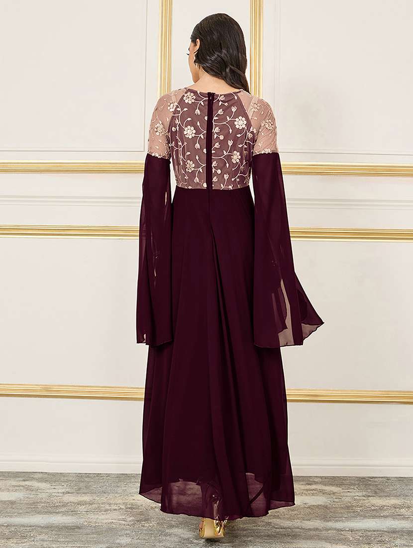women embroidered long sleeve fit & flare ethnic dress - 22433512 -  Standard Image - 3