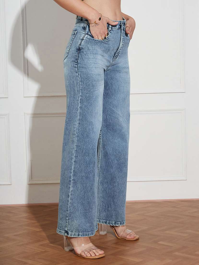 women solid high rise wide leg jean - 22433557 -  Standard Image - 3