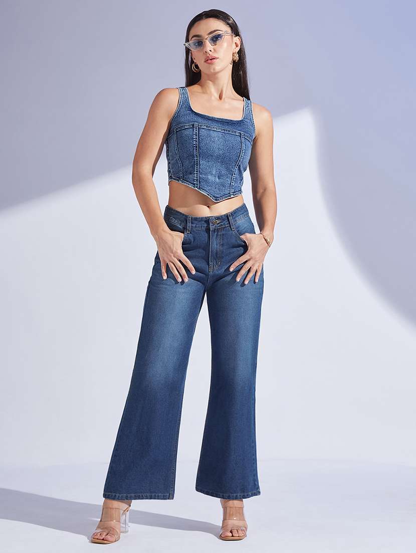 women solid high rise bootcut jean - 22433559 -  Standard Image - 3