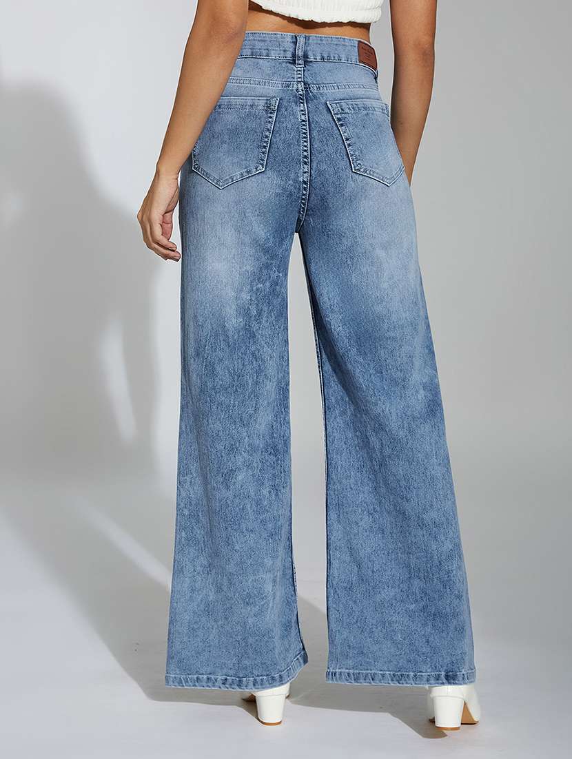 women solid high rise wide leg jean - 22433562 -  Standard Image - 3
