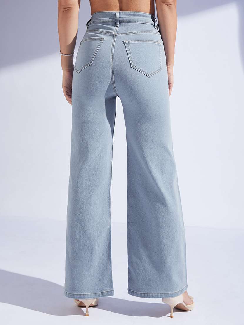 women solid high rise wide leg jean - 22433571 -  Standard Image - 3